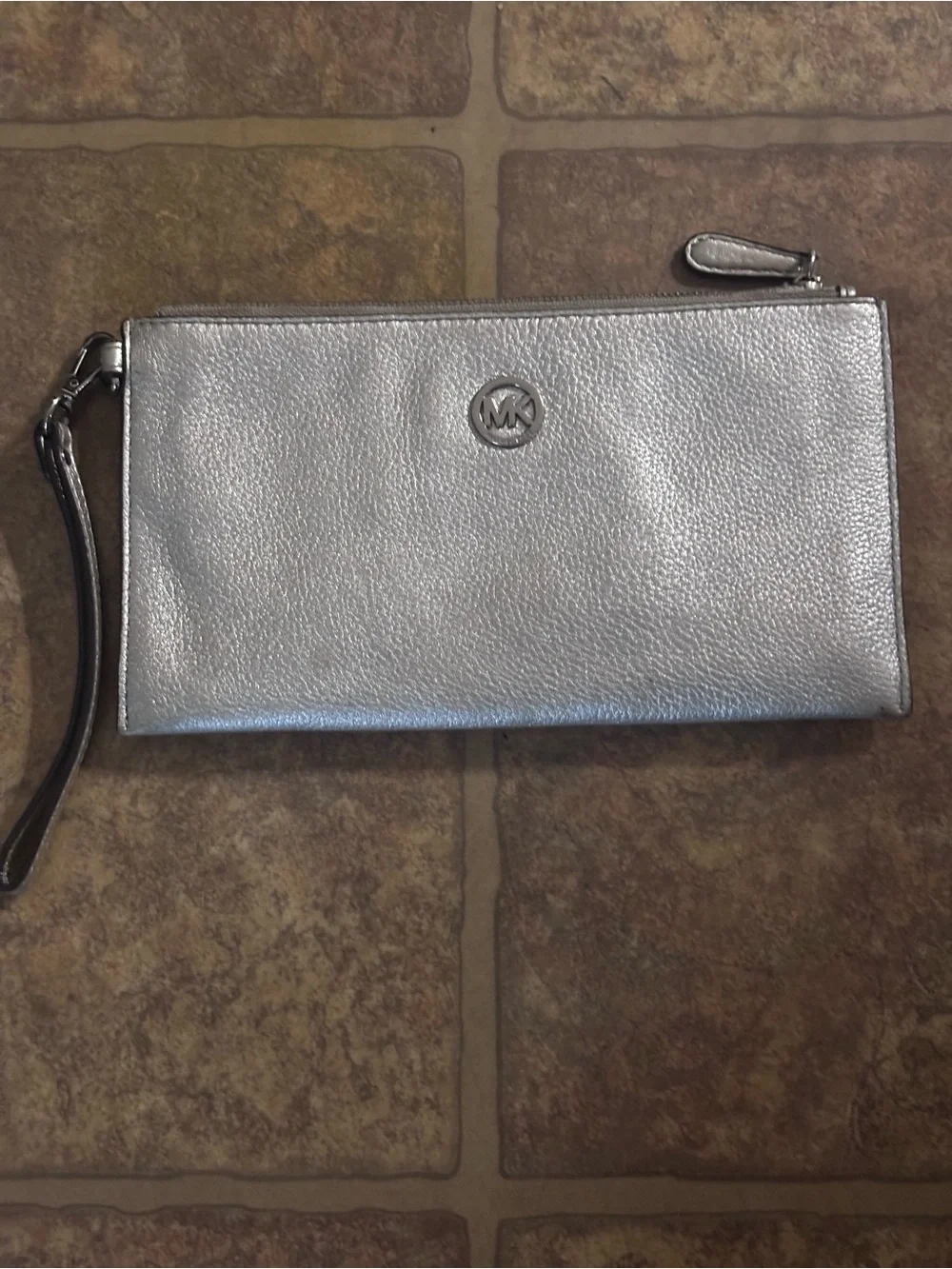 Michael Kors Gray Metallic Interior Wristlet